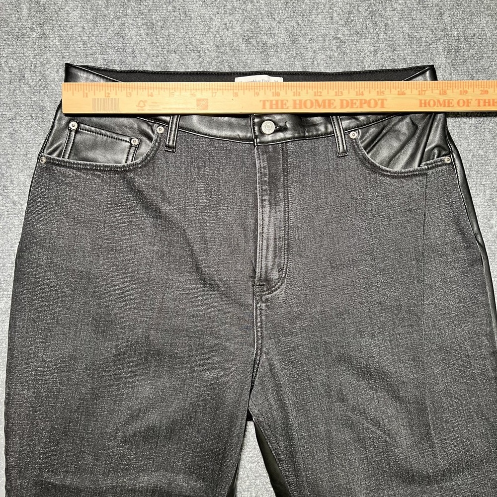 Abercrombie & Fitch‎ Ultra High Rise Ankle Straight Jeans Faux Leather 34/18R - Picture 6 of 12